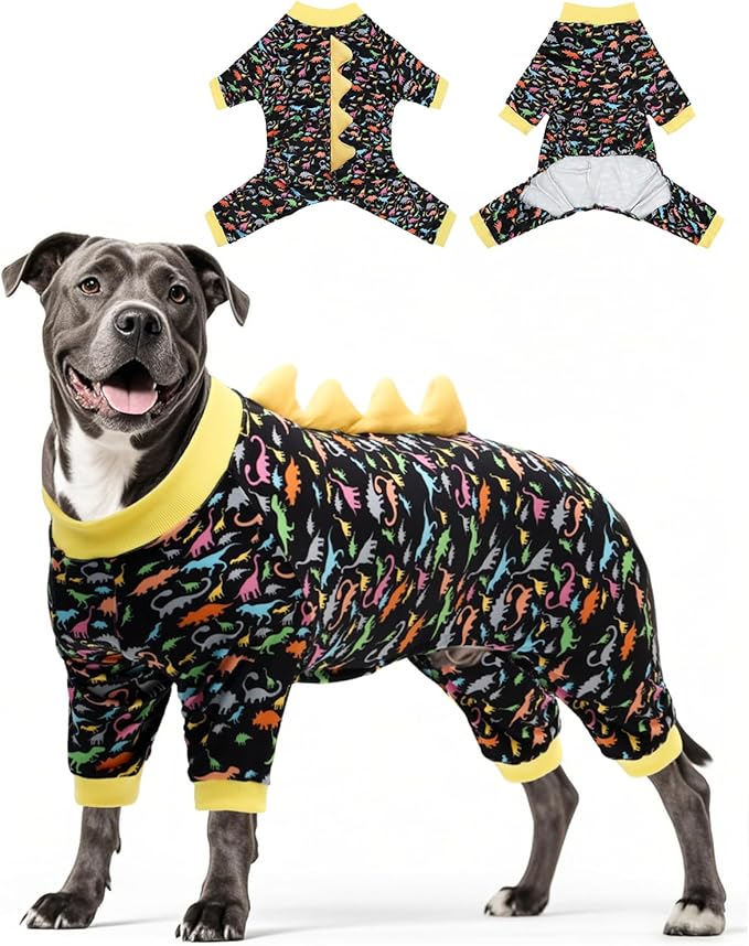 CuteBone Dinosaur Costume Dog Pajamas, Stretchy Spandex Crystal Velvet Sleepwear Coat for Small Dogs, Soft & Warm Pet Outfit Clothes for Cold Weather, Cozy Pullover Design COSP01-3XL