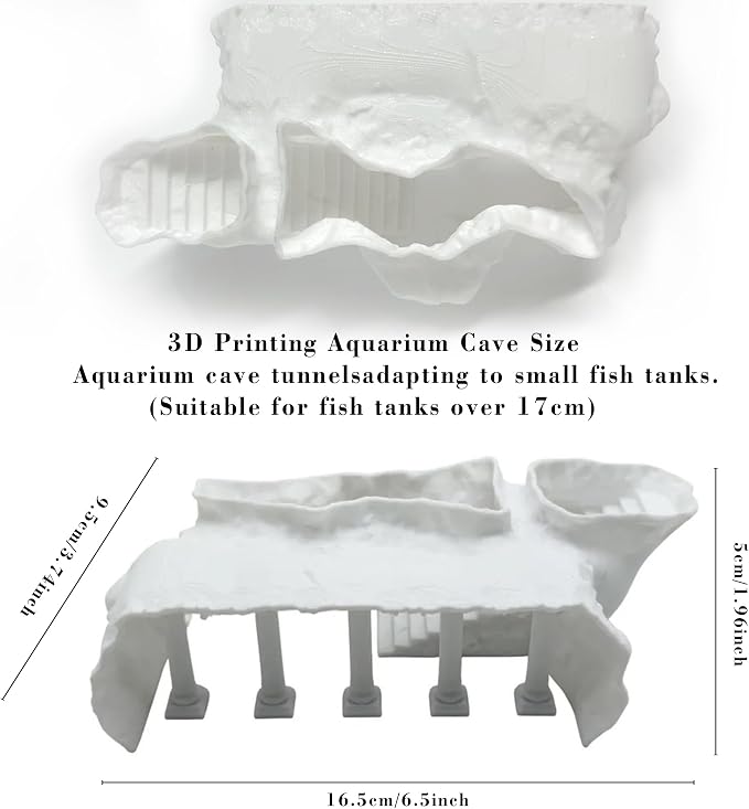 LIYAOLI Aquarium Ornaments Cave Tunnel with Viewing Ports | Fish Tank Decoration Hideout for Pleco, Shrimp & Corydoras | Substrate-Friendly Design & Sinking Base (S - Roman Columns - White)