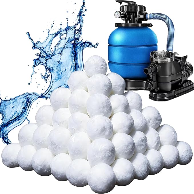 Shelprojsu 1.54 lbs Pool Filter Balls for Sand Filters Pump,Reusable Swimming Pool Filter Balls,Pool Filter Media Balls,Sand Filter Balls for Above & Ground Pool,Efficient Replace 50 lbs Filter Sand | Eco-Friendly Polysphere Cotton Pool Filter Balls