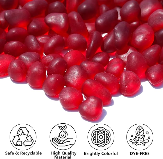 QYGL Sea Glass Stones - 2.9LB/46.4oz Red Frosted Glass Pebbles | Glass Gemstones Perfect for Aquarium Rocks, Fish Tank Gravel, Vase Fillers, Seaglass DIY Crafts, and Home Decor