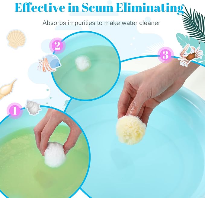 Zubebe 4.6 lbs Pool Filter Media Balls Fiber Filter Media for Swimming Pool Sand Filters and Bath Center Bathtubs Spas Aquarium Grime Cleaning Scum