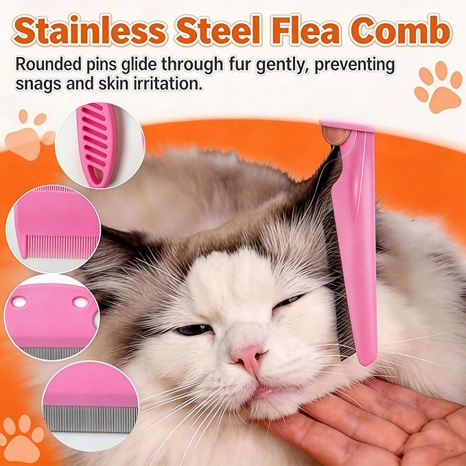 2pcs Rabbit Brush, Bunny Brush, Small Animal Grooming Comb, Removes Loose Fur, Detangles & Massages for Rabbits, Chinchillas, Puppies & Kittens During Shedding and Bath Time