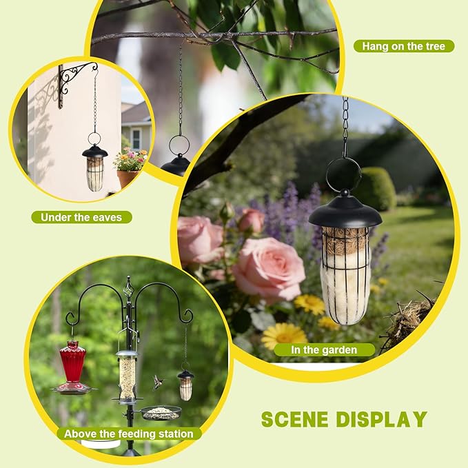 2PCS Bird Nesting Material, Refillable Hummingbird Nesters Metal Cage Holder with Wool Material for Wild Birds Nesting Station, Nest House for Bird Lover Gifts, Bird Watching Gifts for Outdoor Patio