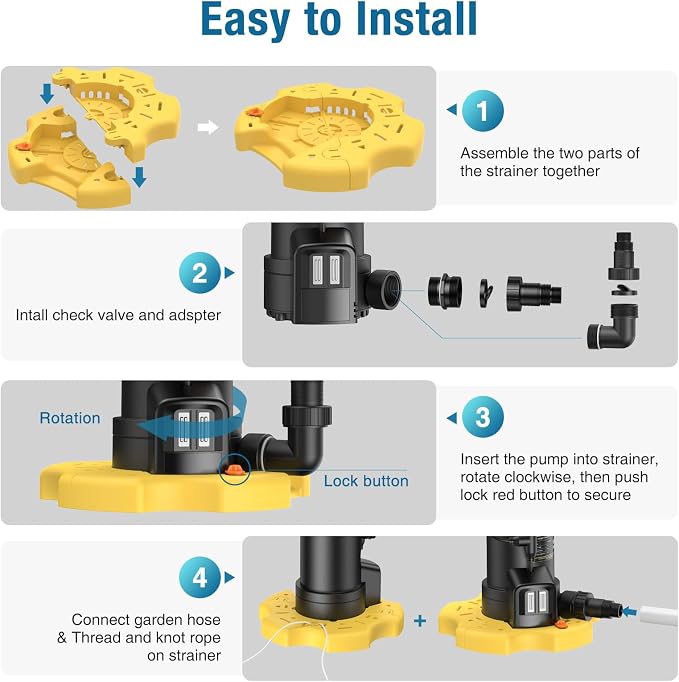 CrestWave 1HP Automatic Pool Cover Pump & Submerible Sump Pump | 4500GPH, Unique External Sensor Switch - Clog-Free, Stays Responsive, Auto 2-in-1 Pump, w/3/4” Check Valve Adapter