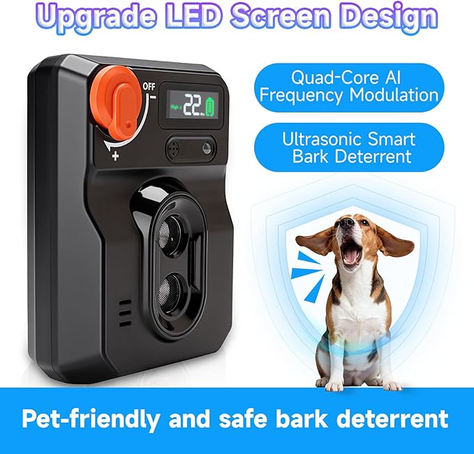 Anti Barking Device for Dogs, Ultrasonic Dog Bark Deterrent Devices, stop barking dog devices- 50Ft Range, 4 modes to suit all types of dogs, Activates Only for Real Barks, Safe Indoor/Outdoor Use