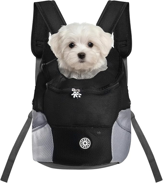 Adjustable Pet Dog Carrier Backpack,Ventilated Breathable Pet Carrier for Small Dogs Cats,Cat Carrier Backpack with Safety Belt for Travel Hiking Outdoor,Max 14 lbs,Black