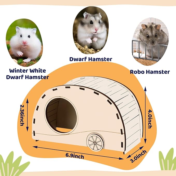 CypherX Wooden Hamster Hideout Hamster Toys Small Animals Cage Accessories for Hammie and Other Small Pets