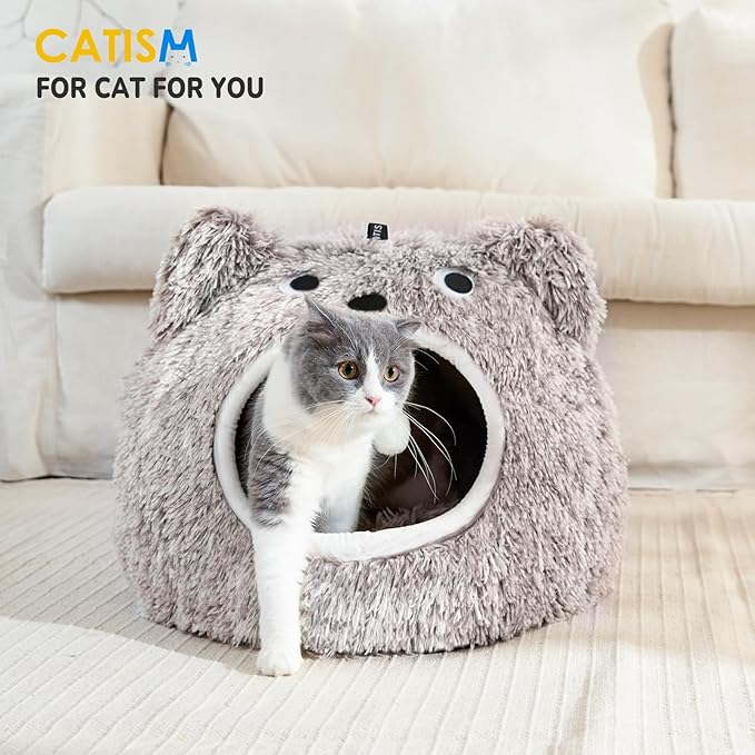 CATISM Cat Bed - Cat Beds for Indoor Cats, Soft Plush Cats Cave, Washable Cave for Kitty
