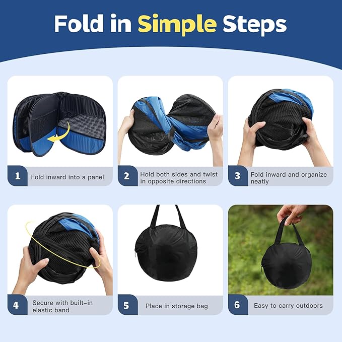 VavoPaw Small Animal Playpen, Chicken Brooder Box with Cover Top, Portable Outdoor Exercise Pet Cage Tent, Waterproof Breathable Pet playpen Indoor for Chick Ktiien Bunny Hamster Guinea Pig,Black+Blue