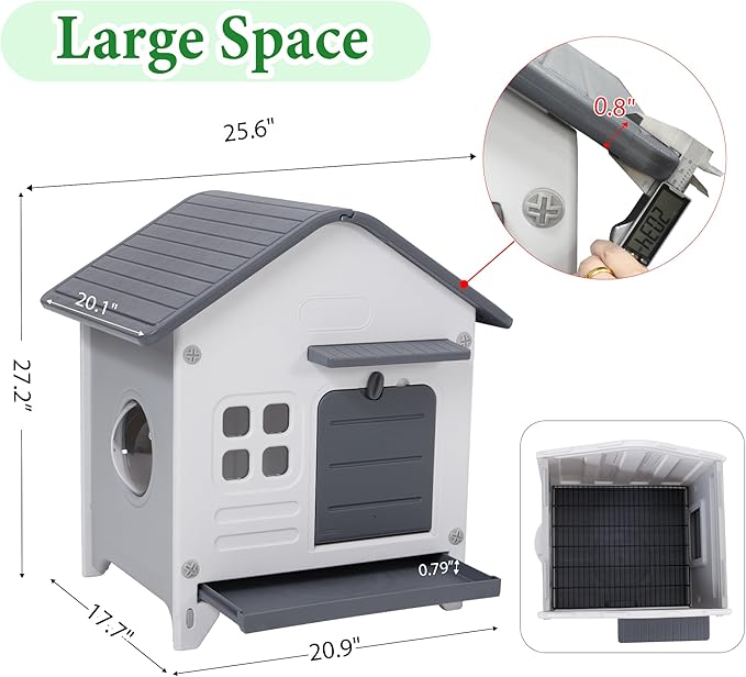 Rabbit Hutch Outdoor Indoor Plastic Waterproof Bunny Cage Enclosure Chew-Proof Rabbit House Guinea Pig Cage Pet House for Small Animals,One Room-Sloping Roof