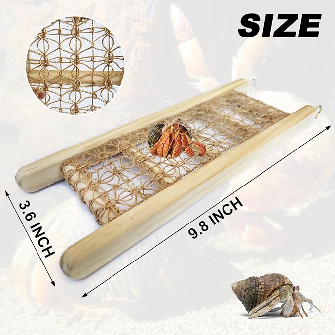 Hermit Crab Climbing Straight Ladder Wooden and Rope Hermit Crab Climbing Wall Hermit Crab Climbing Toys Small Animal Cage Accessories for Bird Parrot Lizard Chameleon Reptile