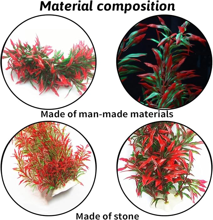 Tfwadmx Large Aquarium Plants Artificial Water Seaweed 2 Pcs About 13 Inch for Fish Tank Decor Plastic Plant for Betta Shrimp Red Gladiolus