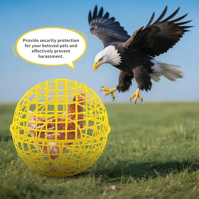 AceOrbit 3 Pcs 11.8 Inch Yellow 2026 Chicken Ball Cage, Plastic Rolling Orb Movable for Chickens Rabbits Birds Pigeons, Outdoor Farm Range Portable Round Coop Hutch Safety Globe Prevents Dog Bites