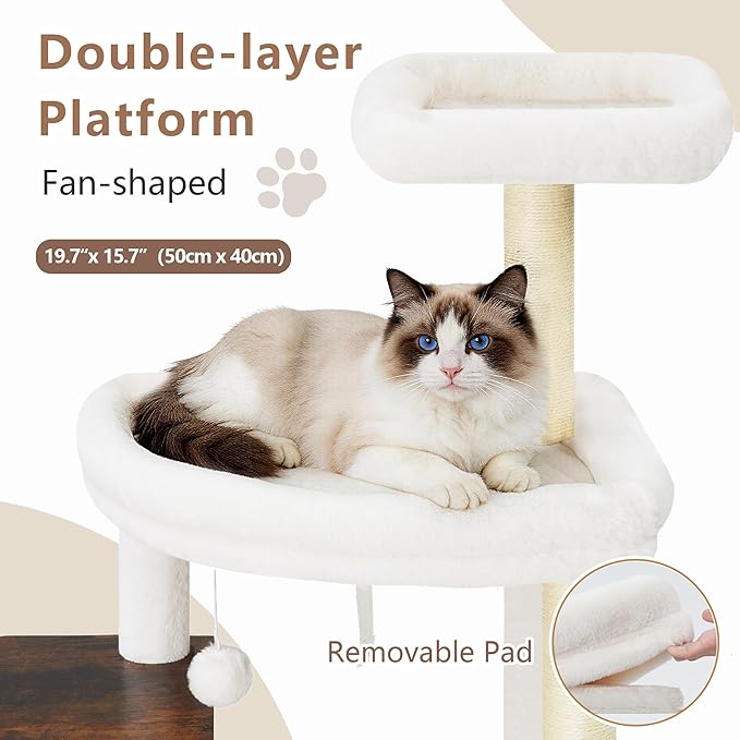 Gitelsnour Cat Tree, 70.9 Inch Wood Cat Tower for Large Cats Adult, Modern Cat Furniture with Double-Layer Wooden Cat Condo, 2 Platforms, Large Hammock and Scratching Posts, Rustic Brown GCT102SR