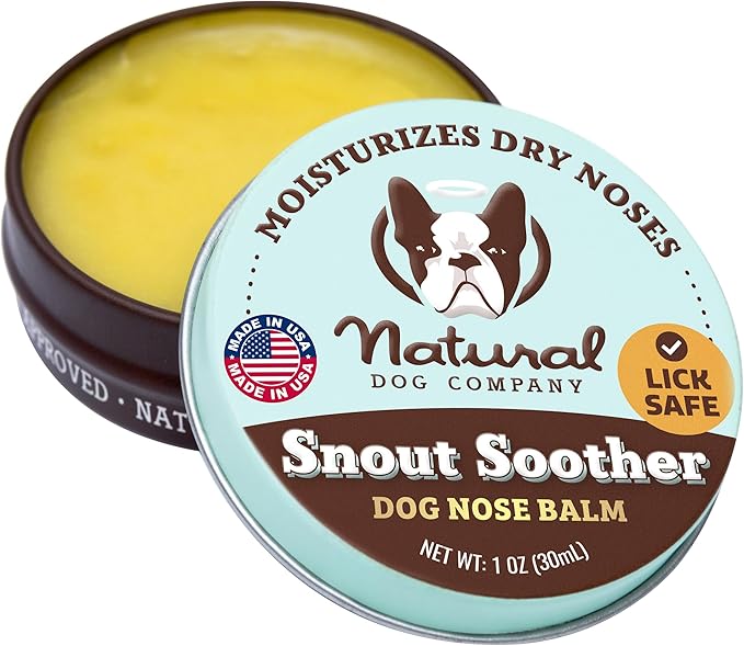 Natural Dog Company Snout Soother Dog Nose Balm – Moisturizing Care for Dry, Crusty, Cracked Noses with Coconut Oil & Shea Butter, Lick Safe Dog Snout Balm for All Breeds - 1 oz Tin