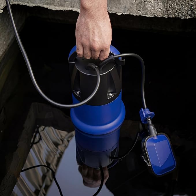 Sump Pump, Prostormer 1HP 3700GPH Submersible Clean/Dirty Water Pump with Automatic Float Switch for Pool (Blue)