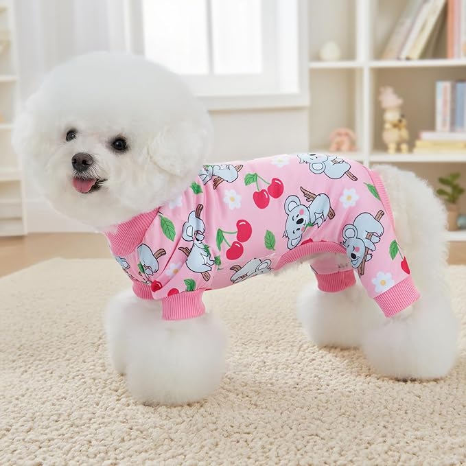 XPUDAC 4 Pieces Dog Pajamas for Small Medium Sized Dogs Stretchable Dog Pjs Soft Puppy Clothes Boy Girl Cats Pet Outfits, L