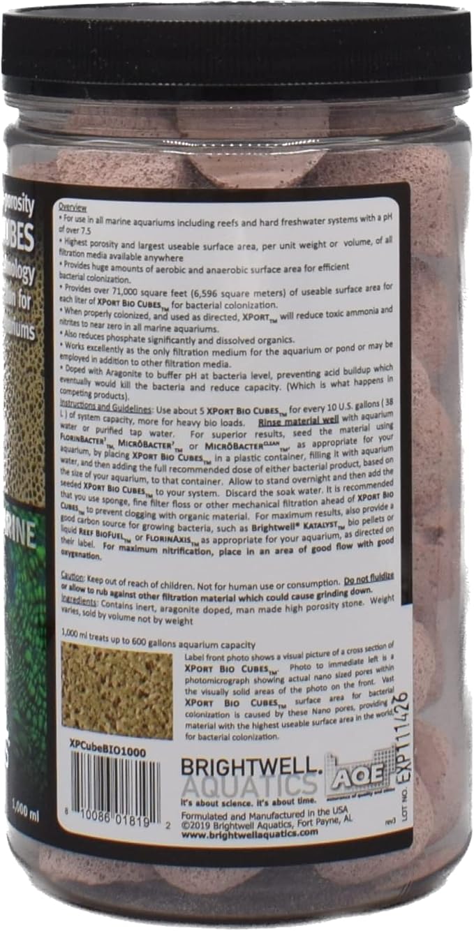 Brightwell Aquatics Xport BIO Cubes Aquarium Bio Filter Media 1L