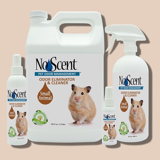 No Scent Small Animal Guinea Pig Cage Cleaner | Hamster & Rabbit Habitat Pet Odor Spray (8 Fl Oz / 237 mL)