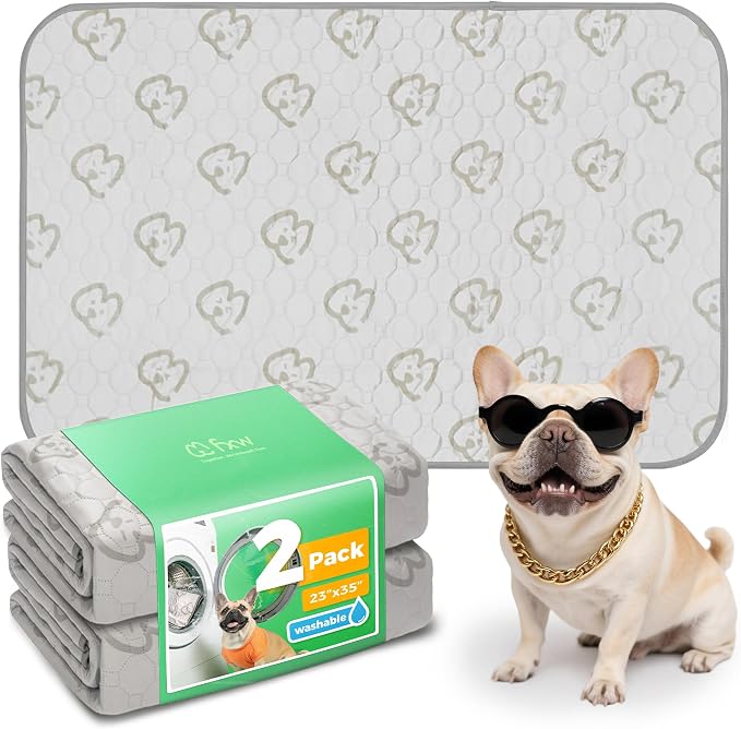 FXW Washable Pee Pads for Dogs, Puppy Pads with Super Absorbent, Specifically Designed for 36inch Cages, 23" x 35" Rectangle, Khaki, 2 Packs