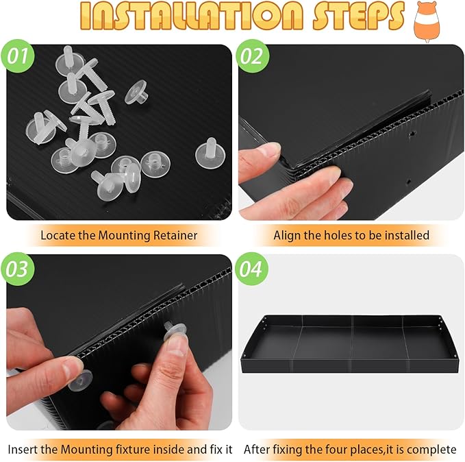 Wenqik 2 Pcs Guinea Pig Cage Liner Corrugated Plastic Cage Liner Base 2 x 4 Panel Size Guinea Pig Cage Bottom for Small Animals Hedgehogs Rabbits Cages Tray, 55 x 27 Inch(Black)