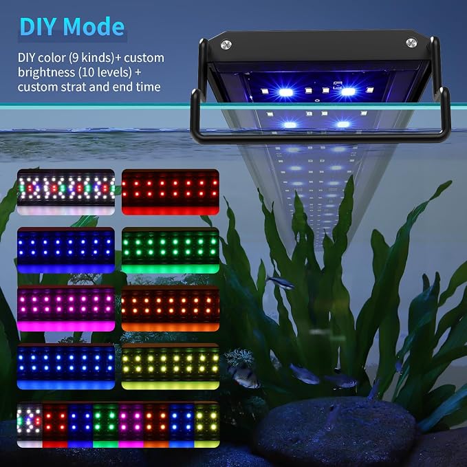 hygger Aquarium Light, 60W Full Spectrum Fish Tank LED Light, 24/7 Remote Control Adjustable Timer, Brightness and Color, Extendable Bracket, Power-Off Memory Plant Growth Lamp, Fits 48-52 Inch Tank