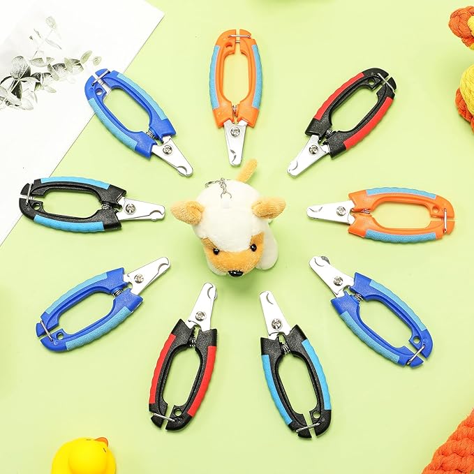 9 Pcs Small Dog Nail Clippers Bulk with Safety Guard to Avoid Over-Cutting Pet Nail Claw Grooming Pet Cutter Toenail Trimmer for Small Medium Dogs Nails Home Grooming (Plain)