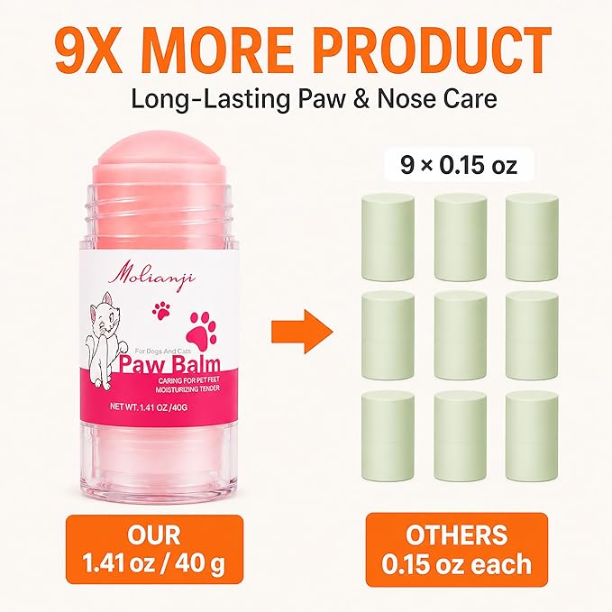 Cats Paw Balm Lick Safe,paw Butter for Cat-Friendly Natural Ingredients1.41oz, Pet Paw Wax moisturizer for Cat,for Healing Cracked Dry Paws,Snouts,Joint Care,Nose Butter for Cats,Pink