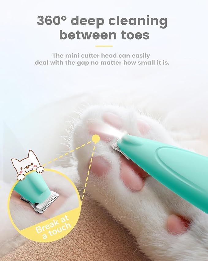 PAPMINI Dog Paw Trimmer with LED Display, 35dB Ultra-Low Noise Paw Trimmer for Dogs, Cordless Dog Clippers for Grooming with LED Light, Type-C Rechargeable Dog Hair Clippers for Paws, Ears, Face, Rump