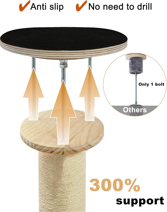 Floor to Ceiling Cat Trees Tower with Sisal Rope Scratching Post, Adjustable Height 82-117 inch, 5 Tier Cat Climbing Tree for Indoor Cats Large Adult, Modern Tall Cat Activity Tree(Deluxe Style 3)