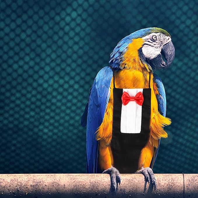 Alasum Reusable Bird Flight Suit Diaper for Parrots – Breathable Cotton Bowknot Design Prevents Messes During Travel – for Budgie, Cockatiel, Conure, Lovebird