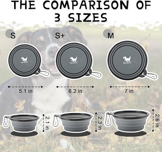 Collapsible Dog Bowls for Travel, 2-Pack Dog Portable Water Bowl for Dogs Cats Pet Foldable Feeding Watering Dish for Traveling Camping with Carabiners, BPA Free (Grey&Pink, Small (Pack of 2))