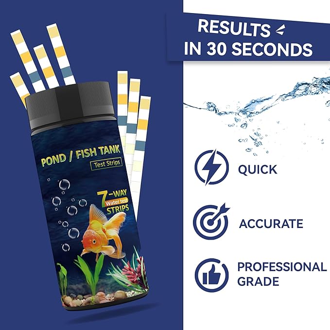 Aquarium Test Kits(100 Strips)-7 in 1 Fish Tank Water Freshwater&Saltwater Quality Test with pH, Carbonate, Alkalinity, Hardness, Chlorine, Nitrite, Nitrate