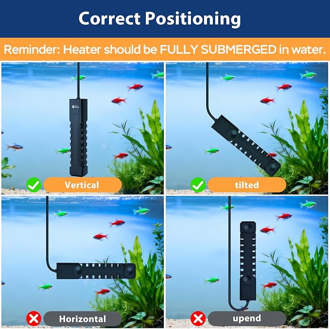 AquaMiracle Submersible Aquarium Heater with LED Digital Temp Display, Fish Tank Heater with Dry-Run & Over-Temp Protection, for Freshwater Saltwater Aquariums(200W/20-40Gal)