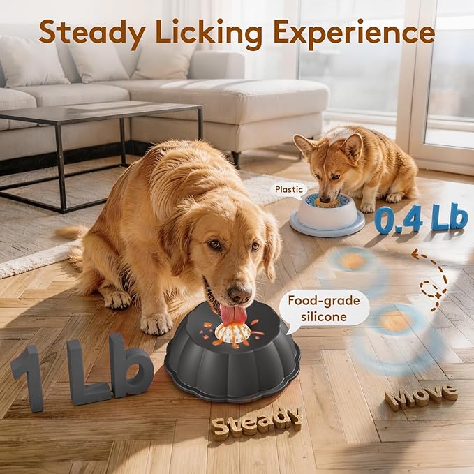 Slow Feeder Dog Bowls for Liquid Treat, Entertained Ball Dog Lick Bowl, Non-Slip Bone Broth Dog Licking Toys, 4/5 Cup Yogurt Dog Slow Feeder Bowl for Dietary Supplement/Post-op Nutrition (Black)