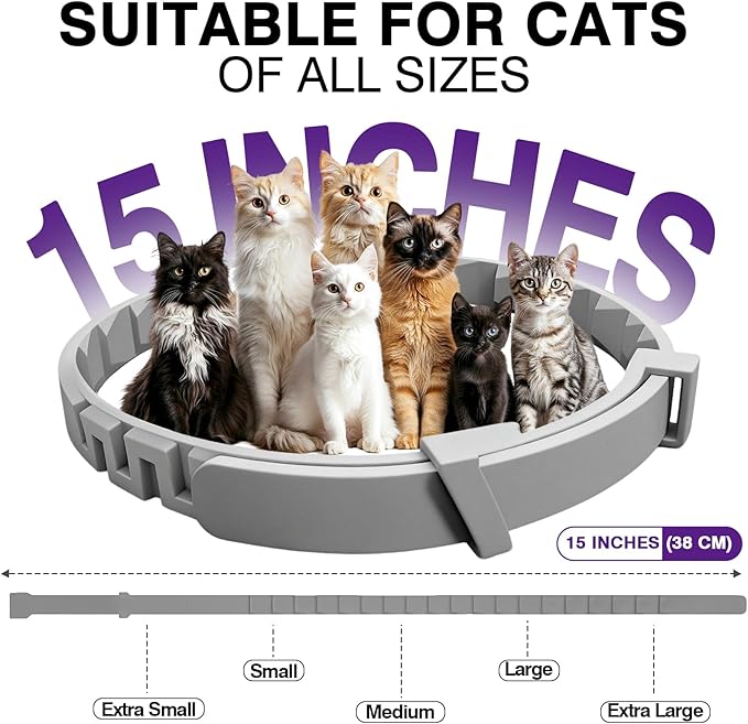 Tcllka Calming Collar for Cats 8 PK Cat Stress and Anxiety Relief Pheromone Collar for Cats Anti Aggression for Cats Cat Calming Collars Calming Collar for Cats
