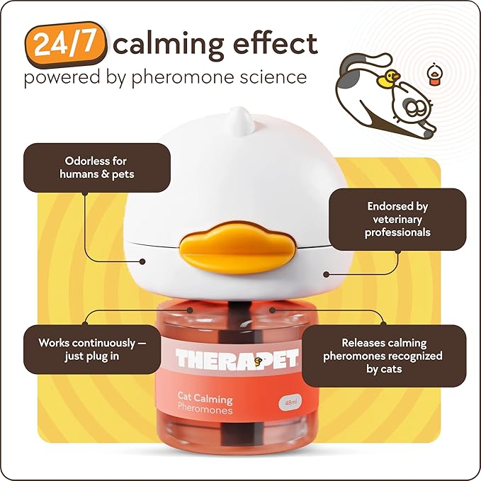 TherapetMD 3-Pack 180-Days Cat Calming Diffuser Kits - Dual-Pheromone Cat Diffusers for Stress, Pee Spraying, Fighting, Excessive Meowing & Scratching – Includes 3 Diffusers + 180-Days Refills