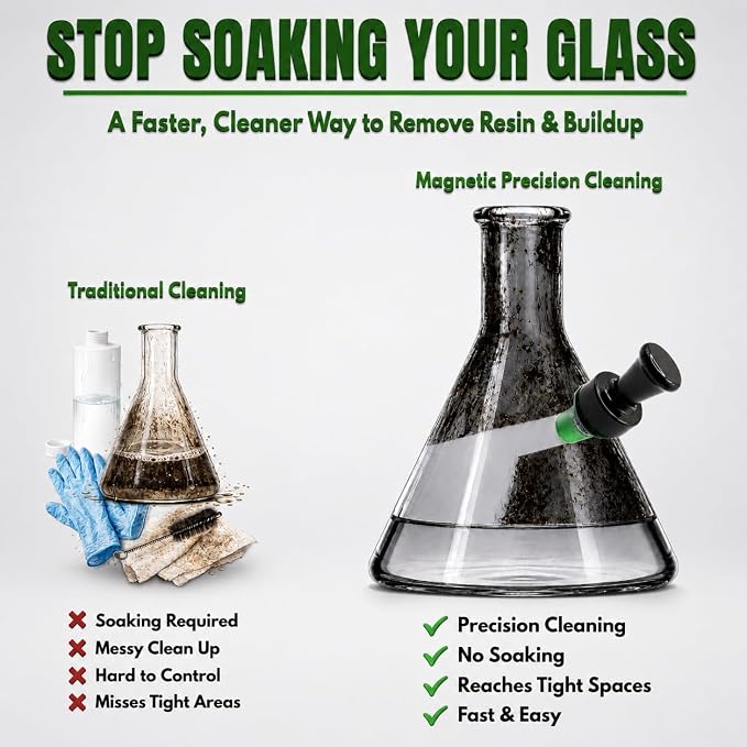 The Magic Cleaner Magnetic Glass Cleaner Kit |Mini, 12mm Size | For Water Pipes, Vases, Windows, Aquariums, Small, & all Shapes & Sizes | Cleans Hard to Reach Stains | Scrub via Magnet Glass Cleaner