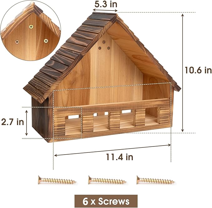 SWANGSA 2 Pack Carbonized Mourning Dove Nesting Box, Cedar Birdhouses for Outdoor Doves and Other Small Birds