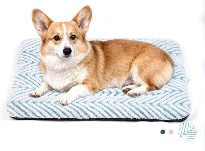 Mora Pets Washable Dog Crate Pad Soft Dog Kennel Bed Crate Mat for Small Medium Dogs, Puppies & Large Cats Flat Pet Bed with Anti-Slip Bottom for Cage & Carrier Sleeping Chevron Blue 30 x 19