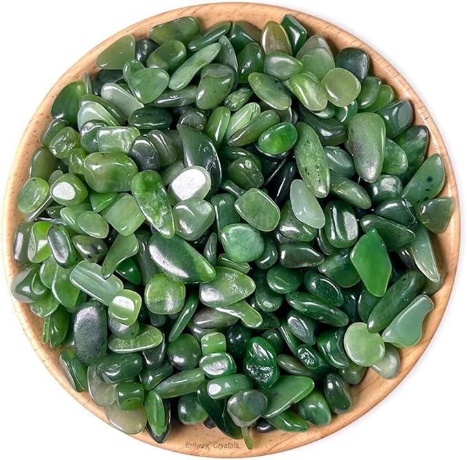 Erliway 100g Natural Green Jasper Crystal Chips 7-9mm Tumbled Stones | Small Crushed Crystal Stone, Polished Crystals Chips for Fish Tank, Healing Tumbled Rocks for Reiki Jewelry Making Home Décor