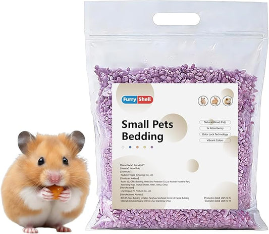 Natural Paper Pellet Bedding for Small Animals - Super Absorbent Odor Control Rabbit Litter, Hamster Bedding, Guinea Pig Cage Liners, Dust-Free(2.2lb) (Purple)