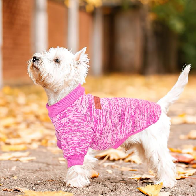 2 Pieces Dog Sweaters for Small Dogs Fall Puppy Clothes Female Winter Fleece Pet Small Dog Sweater for Boy Girl Dogs Yorkie, Chihuahua, Bulldog, Dachshund, Pug,Large