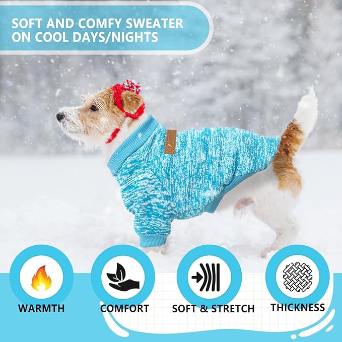 2 Pieces Dog Sweaters for Small Dogs Winter Fleece Puppy Sweaters Warm Outfit Pet Small Dog Sweater for Boy Girl Dogs Yorkie, Chihuahua, Bulldog, Dachshund, Pug, X-Large