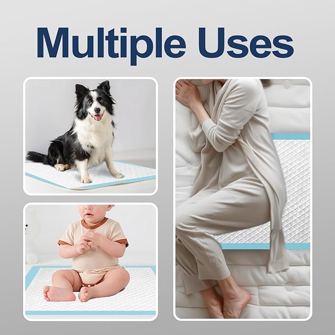 HONEY CARE All-Absorb, X-Large 28" x 34", 40 Count, Dog and Puppy Training Pads, Ultra Absorbent and Odor Eliminating, Leak-Proof 5-Layer Potty Training Pads with Quick-Dry Surface, Blue