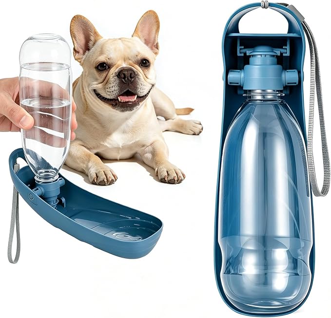 Dog Water Bottle, 550ML Large Capacity Leak-Proof Portable Pet Water Dispenser with Carrying Lanyard, Ideal for Outdoor Walking Hiking Travel