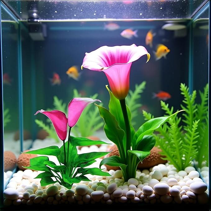 Flower Aquarium Decoration Artificial Aquatic Plant Waterweed Craft Silk Plastic Plants,Artificial Fish Tank Decorations,Used for Household and Office Simulation Hydroponic,Aquarium Accessories