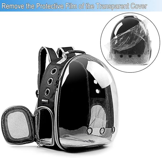 Cat Backpack Carriers, Dog Backpack, Pet Backpack for Small Cats Puppies Dogs Bunny, Airline-Approved Ventilate Transparent Bubble Backpack for Travel and Outdoor(Black)