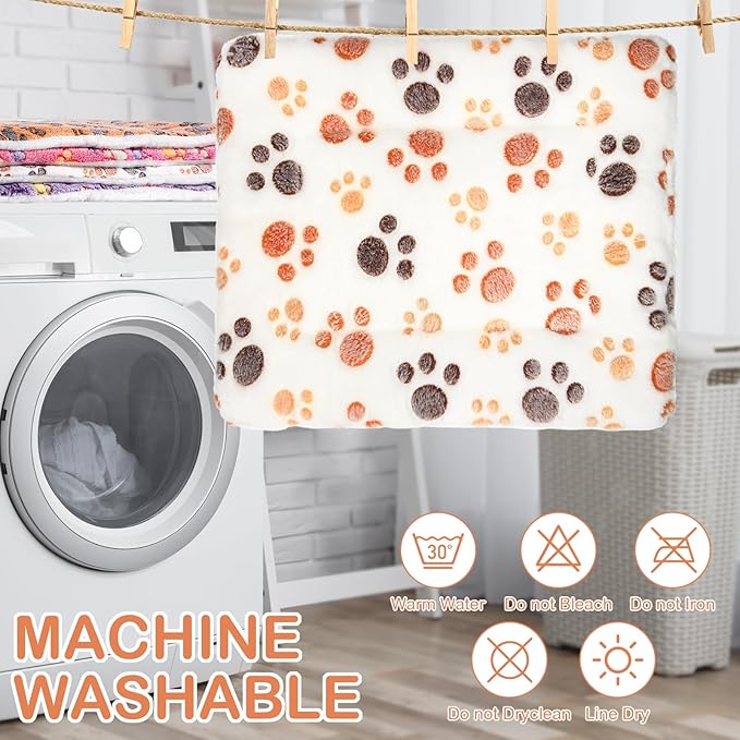 Haull 4 Pcs Waterproof Guinea Pig Bedding Guinea Pig Bed Plush Cage Liners Soft Rabbit Dog Crate Pad Cat Mat Reversible Cozy Animal Pee Pad Hamster Bunny Mat Accessory(Paw,13 x 10 Inch)