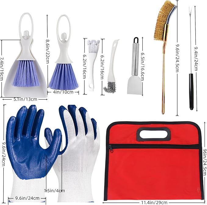 8PCS Bird Cage Cleaning Kit - Heavy Duty Bird Cage Cleaner Set with Stainless Steel Scraper, Wire Brushes, Mini Broom & Dustpan - Complete Deep Cleaning Tools for Parakeet, Parrot & Budgie Cages
